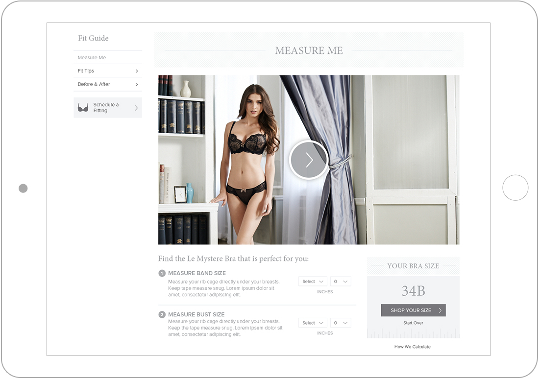 Fit guide for ecommerce web design