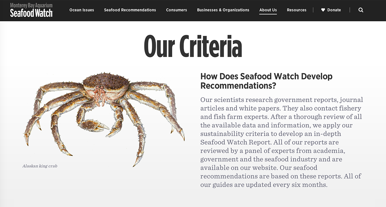 Best nonprofit website design inspiration - Monterey Bay Aquarium Seafood Watch | 
